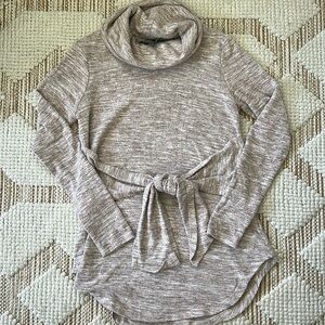 Anthropologie Sunday in Brooklyn Lounge turtleneck tie waist sweater Heathered